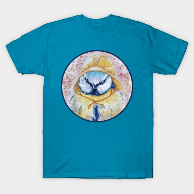 Watercolour Blue Tit Bird Painting  | Circle | T-Shirt by Athene Art